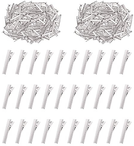 Swpeet Lot de 200 pinces à cheveux crocodile de 3,2 cm, parfaites pour les pinces à cheveux en métal en forme de bec de canard, épingles à cheveux simples pour coiffure et accessoires de bricolage
