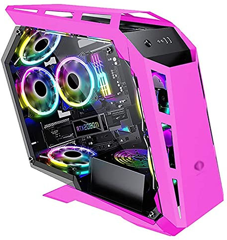BBNB ATX Gaming Case - Micro ATX PC Case/ATX Computer Case- Mid Tower -Tempered Glass - Fan And Water Cooling Support (Color : Pink)