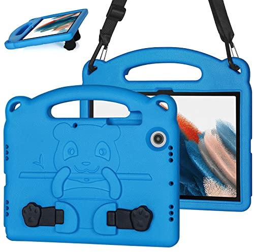 Funda para Samsung Galaxy Tab A8 10.5 2022 (SM-X200/X205/X207), Duradera Prueba Golpes Galaxy Tab A8 10,5 Pulgada Funda Niños, Soporte Multiángulo Galaxy Tab A8 Funda con Correa Hombro (Azul)