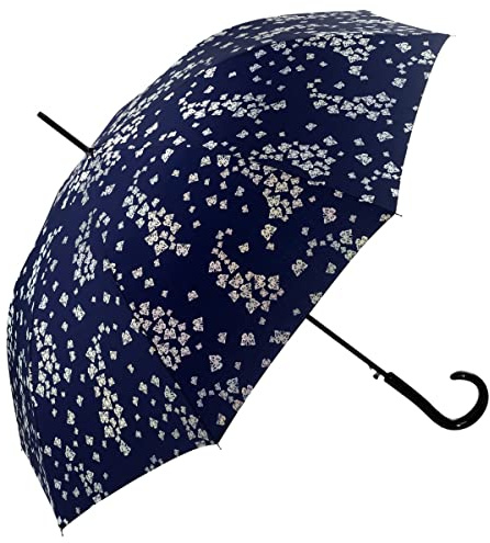Pierre Cardin Regenschirm Stockschirm Damenschirm Automatik Glitzermotiv Schmetterlinge Dunkelblau