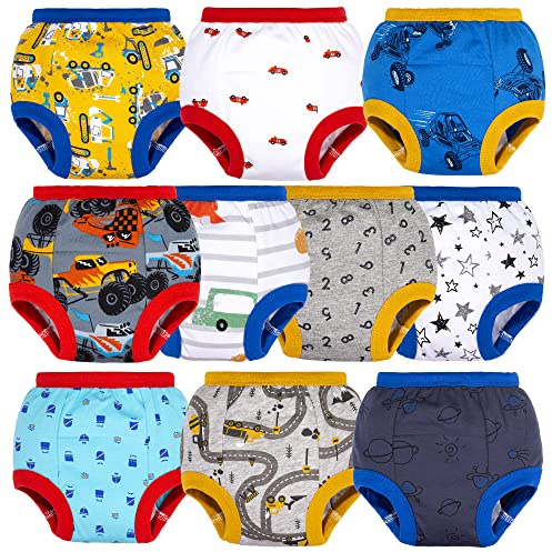 BIG ELEPHANT Pantaloni da Allenamento per vasino 100% Cotone Mutande Unisex per pipì per Bambini, Confezione da 10, 12-24 Mesi