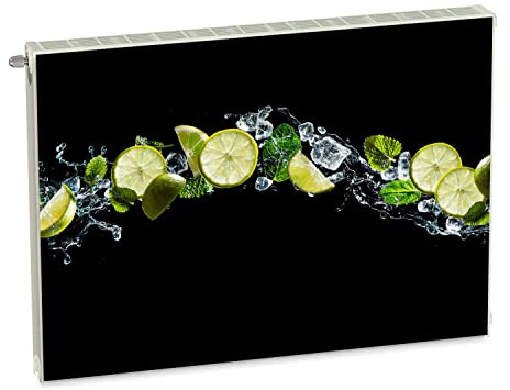 Magnet Heizkörperverkleidung Heizkörperabdeckung Schwarz Lemon 80x60 cm Heizung Abdeckung Verkleidung Magnetische Abdeckmatte Kühlschrank aus Einem Flexiblen Magneten Digitaler Aufdruck