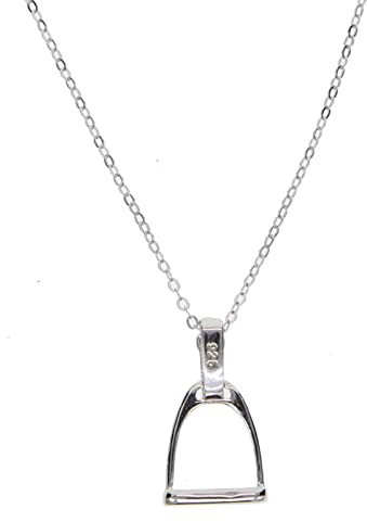 Collar Ecuestre con Colgantes De Estilo Caballo Estribo De Hierro Plateado Alto Pulido De Plata De Ley 925