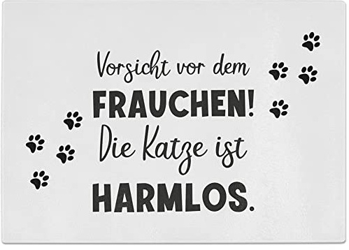 JUNIWORDS Glasschneidebrett, Vorsicht vor dem Frauchen! Die Katze ist harmlos (1008381)