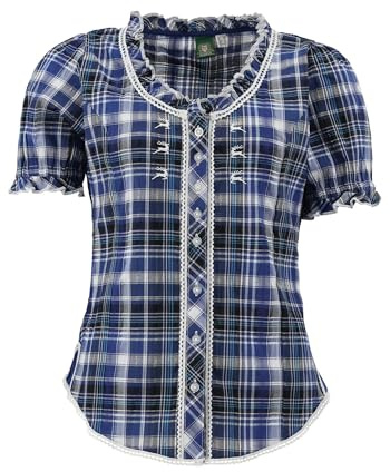 OS Traditionell damblus, kortärmad traditionell blus med rund hals Smussu, KorNBLAU, 42