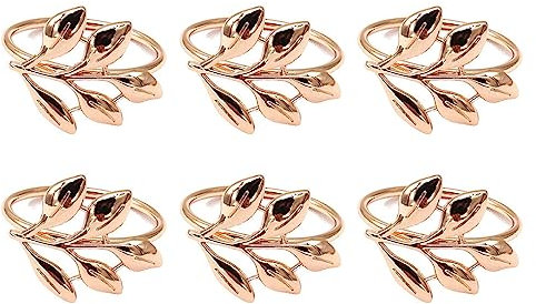 WNDUOKXH Valentinstag Servietten, plattiertes Blatt Design, Metallverschlüsse, Serviettenringe, Papierhandtücher für den täglichen Gebrauch, Partybedarf, Essen, Roségold