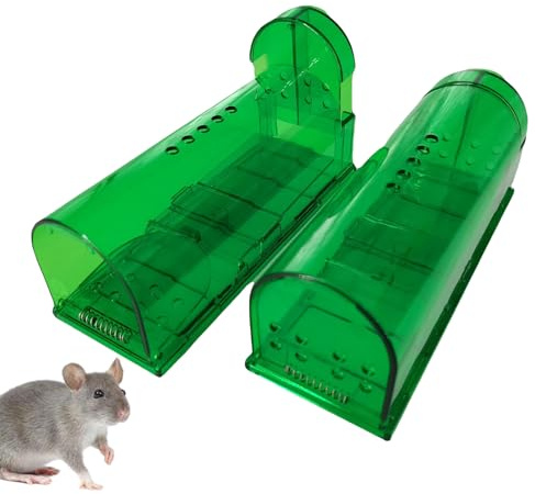 Kasmole Trampa para Ratones Interior, 2 uds Trampa para Ratones eficaz y Reutilizable, Trampa Humana para Ratones, Jaula de Captura de Topos pequeños para casa y Exterior, sin liberación táctil