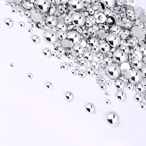 2–8 mm, 1000 Stück, imitierte Silberperlen, Halbkugel, flache Rückseite, Perlen für Nägel, runde Halbperlen für Bastelarbeiten, DIY-Edelsteindekorationen