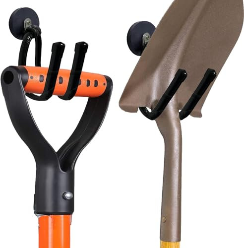 Pmsanzay Confezione da 2 ganci magnetici resistenti per garage, ganci magnetici con rivestimento in gomma, per attrezzi da giardino, tubi, officine, attrezzi da piscina, per interni ed esterni (nero)
