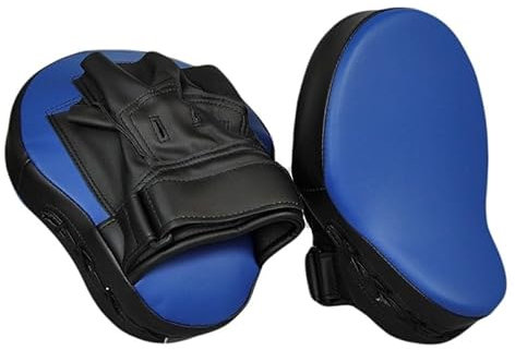 TEKKA BUDO Handpratzen Light (Paar) - Kunstleder - Pratze mit Klettverschluss - schwarz-blau - Kickboxen, Taekwondo, Karate
