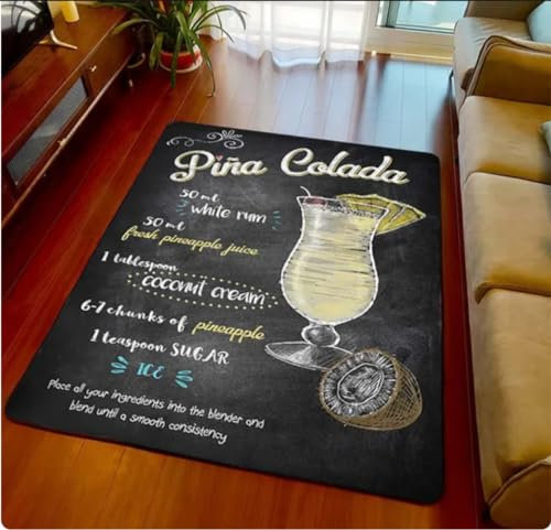 QMETOS Cocktail Recette Art Mat Tapis pour Garçon Ami Papa Mari Bar Pub Club Homme des Cavernes Chambre Décoration Décoration Décoration D’Intérieur 120X160Cm