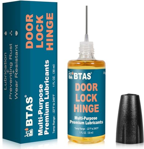 BTAS Door Lock Hinge Lubricant Oil Squeaky Fix Lube for Keyhole with Needle Oiler 30 g 1 Pcs