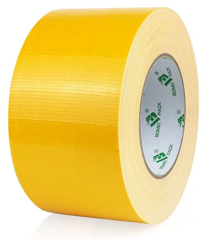 BOMEI PACK Yellow Wide Duct Tape Reinforced 75mm x 50m Waterproof Heavy Duty Cloth Gaffer Tape for Ducts Pipelins Fixing Repairing,craft DIY,Floor Marking,carpet seaming,Box Sealing,Bundling