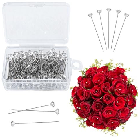 100 Stück 4cm Nähnadeln, Stecknadeln Diamant Kopf Gerade Quiltnadeln Nähstifte Pins Für Basteln Nähen Schneiderschmuck DIY Dekoration Kunsthandwerk und Nähprojekte