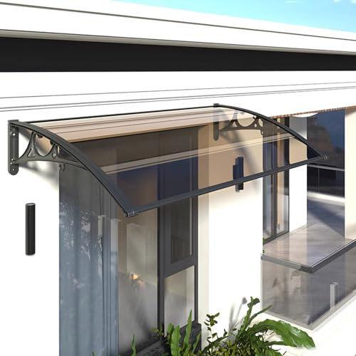 Fenster-Gartenüberdachung, Terrassen-Veranda-Markise, Regenschutz, schlagfeste 300 kg-Türmarkise, Gebogene Vordertürüberdachung, Außenmarkise, Sonnenschutz-Polycarbonat-Abdeckung (150 x 200