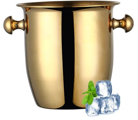 Ice Bucket for Party Drink Bucket Stainless Steel Wine Cooler Bucket Cocktail Bucket for Party Bar Use S Golden Kitchen