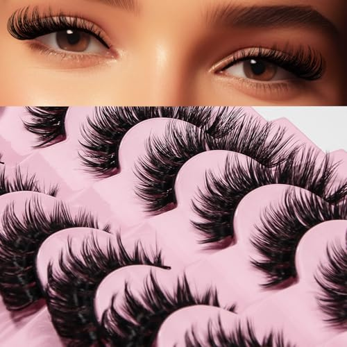 Faux Cils Naturel 7 Paires 3D Volume Russe Faux Cils False Mink Cils (Russian-R03)