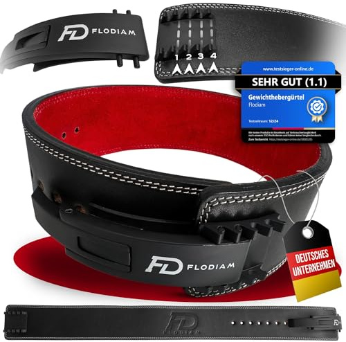 Flodiam Profi Gewichthebergürtel Full Power Design Herren & Damen [Schnellverstell] Hebelverschluss Gym Lifting Belt Fitness Gürtel Büffelleder Weightlifting Powerlifting - Jetzt Größe Wählen!