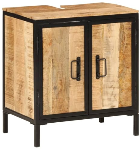 Lechnical Mobile Lavabo da Bagno 55x35x60 cm Legno Massello Mango e Ferro,Mobili Bagno,Mobile da Bagno,Mobile da Bagno Salvaspazio-358572