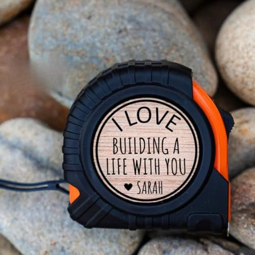 Mètre ruban personnalisé pour lui, Saint-Valentin, anniversaire, Saint-Valentin, petit ami, cadeau de Noël ou d'anniversaire pour mari (orange)