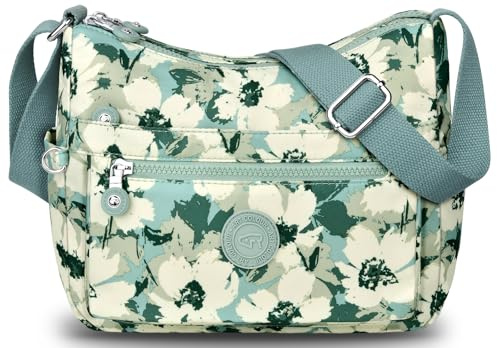VOBUKE Umhängetasche Damen Mittelgroß Wasserdicht Nylon Crossbody Bag mit Vielen Fächern Leichte Schultertasche Verstellbarer Breitem Freizeit Kleine Messenger Bag für Einkaufen, Reisen