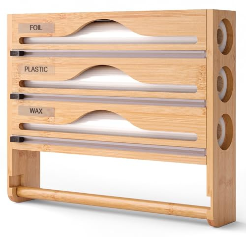 Distributeur Aluminium Et Film Alimentaire avec Porte Cuisine, Distributeur Film Alimentaire avec Coupeur, Derouleur Papier Alimentaire, Film, Alu, Papier De Cuisson