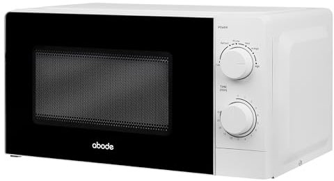 Abode 20L Manual Microwave White 700W with 5 Power Levels & Timer, Button & Dial Control, Defrost Function, AMM2005 (Manual, White)