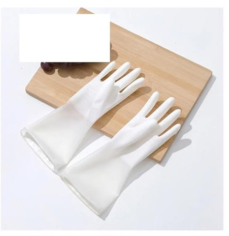 MWAHJU Guantes De Limpieza Guantes de látex impermeables for el hogar, guantes for lavar ropa y limpieza del hogar, guantes for lavar platos de cocina, 3 uds. Para Uso DoméStico(WHITE,S)