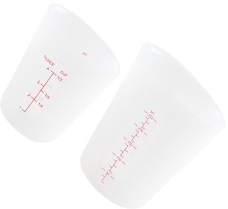 BEBEMOKO 2pezzi Tazza Dosatrice in Silicone Scala Doppia Misurino Per Cucina Liquidi Capacità Graduata Pratica Facile Da Pulire