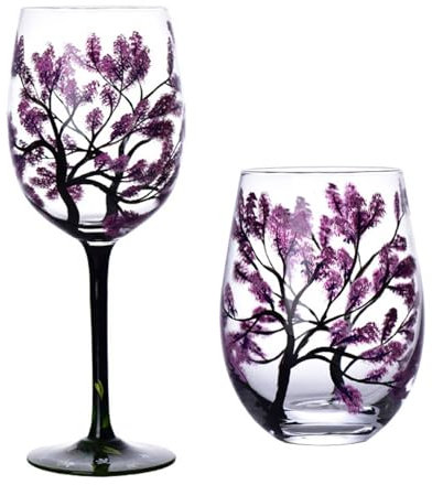 TOWARDSNAN Bicchiere per acqua, calice da vino con quattro alberi, tazza rotonda in vetro per vino, birra, cocktail, grande capacità