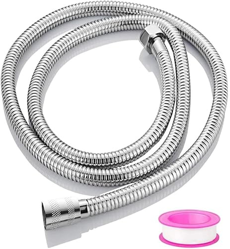 Brauseschlauch 2m Edelstahl Lang Duschrohr Ersatz Brauseschlauch Hohe Druckbeständigkeit Knickschutz Auslaufsicher mit 2 Unterlegscheiben Chrom Universal G 1/2 Anschluss