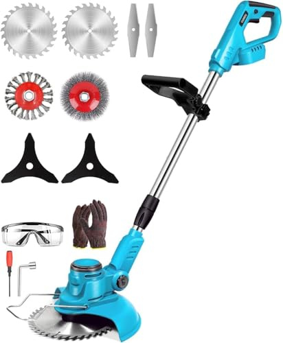 Rasentrimmer für Makita-Akkus mit Unkrautbürste, Bürstenlose Rasentrimmer mit 4 Klingentypen, 4-in-1 Freischneider Elektrisch, 90° Schwenkbarer Kopf für Rasen Garten Beschneiden