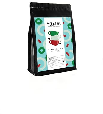 Meletius Speciality Buonissima Coffee - 250 g | Whole Arabica & Robusta Beans | Medium Dark Roast | Dark Chocolate & Caramel Notes, Malty Citrus Flavour | Top SCA Score | Naturally & Ethically Sourced