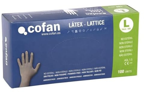 Sekureco Box mit 100 Latex-Handschuhen, puderfrei, sehr robust, 100 % Latex, in verschiedenen Größen, mehrfarbig, S
