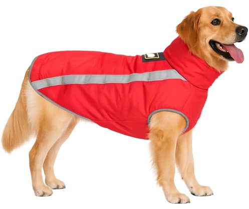 DoggieKit Hundejacke Wasserdichter Hundemantel Reflektierende Wintermantel mit Fleecefutter Winddichtes Wintermantel Hundepullover Hundekleidung für Kaltes Wetter Winter Warm Hunde Winterweste Jacken