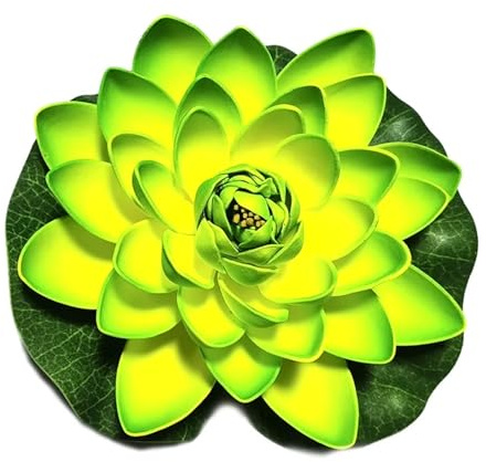 HKYBCF Flor de Loto Artificial Flotante de 10/17/28 cm, Planta de Loto Artificial Realista, micropaisaje de nenúfar for decoración de Estanque y jardín.(Green 17cm)