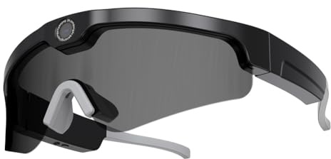 YHNNH Occhiali da sole con mini telecamera intelligente HD, occhiali antivento, altoparlanti Bluetooth semiaperti, sport all'aria aperta e chiamate, neri