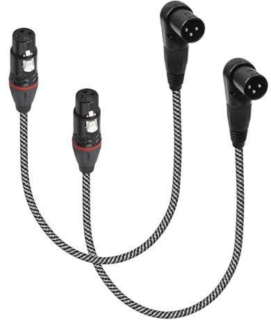 SZLliyxs 2-Pack Right Angle XLR Cable,1.6FT,Adjustable-Angle Male to Straight Female Microphone Cable Cord, 90 Degree Adapter for Sound Devices Mixer Recorder
