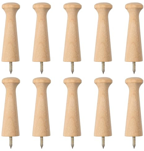 10 PCS Wooden Shaker Peg Screw Wooden Pegs 9.2 cm Unfinished Wood Shaker Racks for Hanging Clothes Hats Towel Paint DIY(Wood Color)