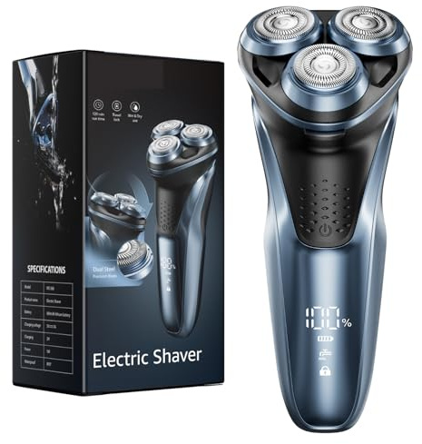 Veaprizper Cordless Electric Razor for Men: Rechargeable Electric Shaver for Men - IPX7 Waterproof Wet Dry Rechargeable Foil Shaver with Pop up Trimmer and Travel Lock