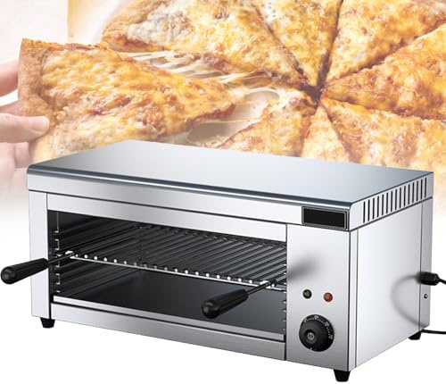 Professional 2000W Salamander Oven Broiler, Adjustable Temperature & Grill Height, Stainless Steel Countertop/Wall-Mount Electric Grill for Melting Cheese, Pizza, Steaks, Sandwiches