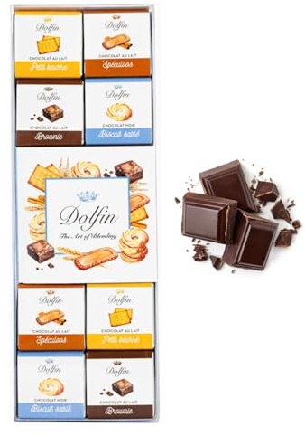 Dolfin® | Astuccio 24 Carrés Assortiti | Cioccolato al Latte in 4 Sapori Misti Speculoos Brownies Burro Biscotto | Scatole Cioccolatini Regalo - 108 Gr