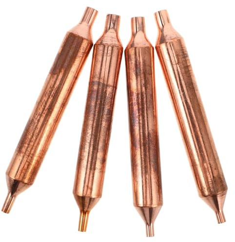 Happyyami Filtre Déshydrateur 4 Pièces en Cuivre pour Réfrigérateur, Tube Simple, Accessoire Maintenance pour Système de Réfrigération Universel