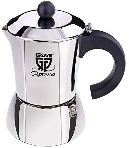 GRÄWE Cafetière expresso compatible avec induction, cafetière en acier inoxydable pour 10 tasses, cafetière classique sans aluminium - 500 ml