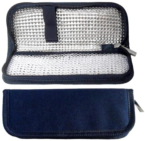Trousse Isotherme avec Fermeture Éclair pour Diabétique, Sac de Refroidissement Médical pour Stylos à Insuline/Lecteur de Glycémie/Seringue - Bleu Foncé
