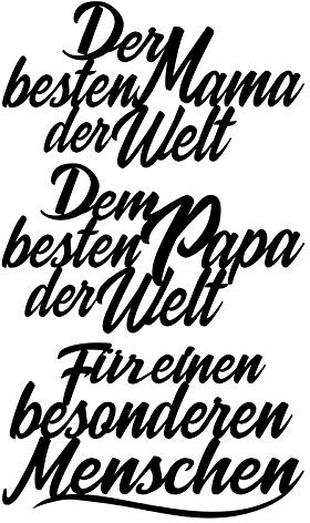 Ideen mit Herz Stanzschablonen, Schriften, Für Mutter & Vater, 4,5cm bis 8,2cm, 3 Stück