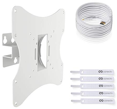 TV Wandhalterung für 17-42 Zoll (ca.43-107cm) Flach & Curved LCD LED OLED Fernseher & TFT Monitor | Schwenkbar Neigbar | Wand Halter Fernseher Halterung | VESA 50x50-200x200 | Weiß