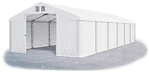 Das Company Lagerzelt 8x12m wasserdicht weiß Zelt 560g/m² PVC Plane ganzjährig Zelthalle Winter Plus SD