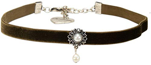 Alpenflüstern Trachten-Samt-Kropfband Helena - nostalgische Trachtenkette enganliegend, Kropfkette elastisch, Damen-Trachtenschmuck, Samtkropfband schmal in traditionellen Farben DHK266