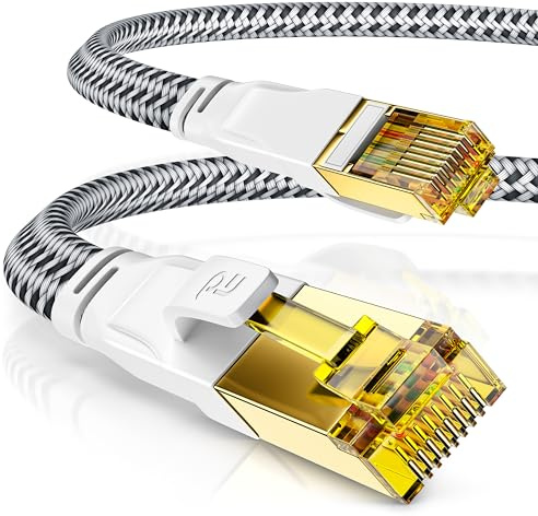 CSL - Cable de red Cat 7 de 15 m, plano y delgado, para 10 Gigabit de alta velocidad, cable de Internet, cable plano, cable de instalación, cable RJ45 de 10 Gbps, Cat.7, para conmutador, router,